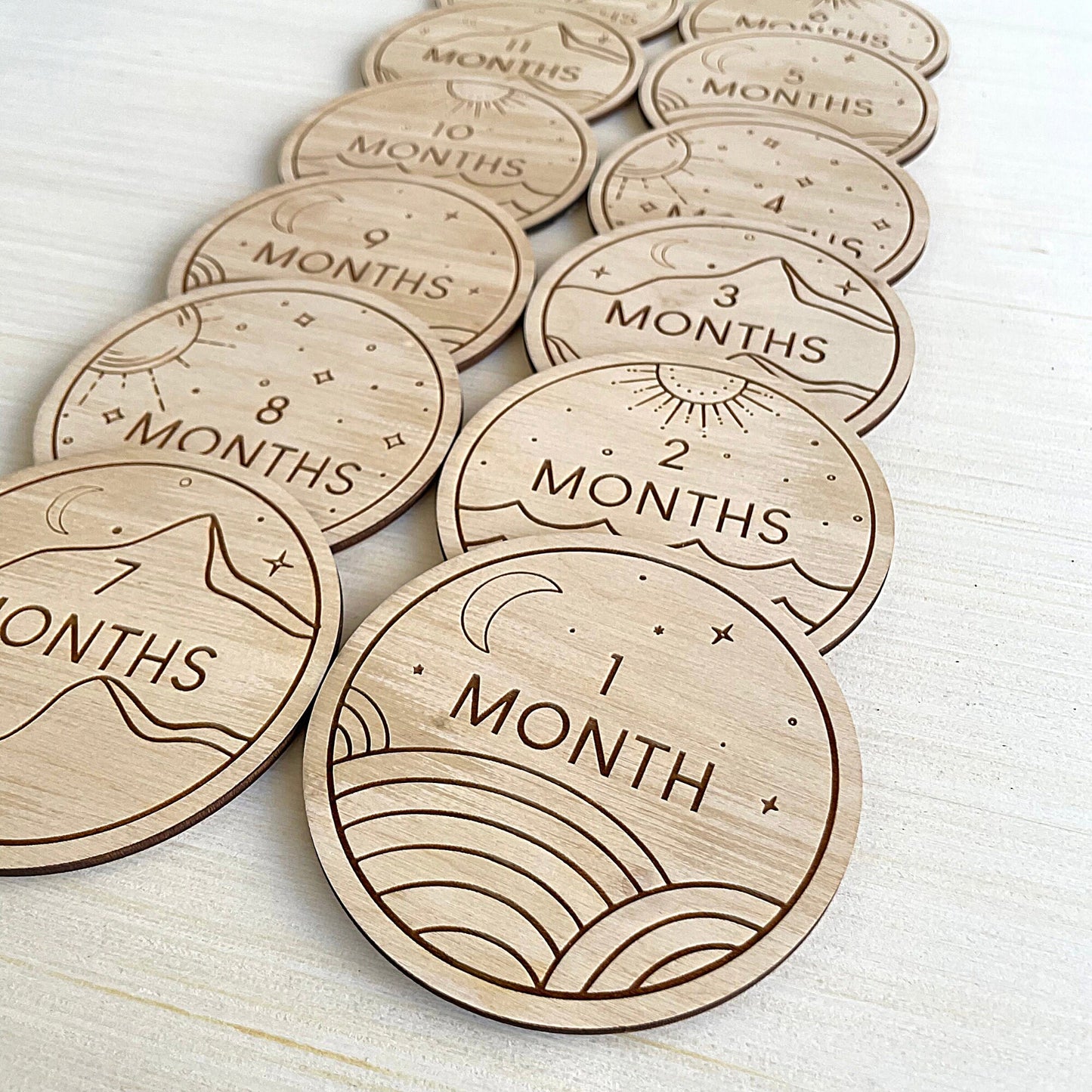 Engraved Boho Style Baby Milestone Cards