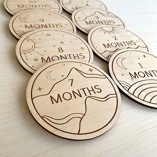 Engraved Boho Style Baby Milestone Cards