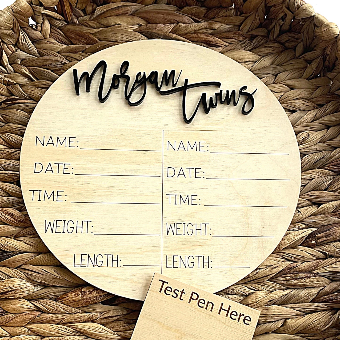 Twins Birth Stat Sign, Twin Baby Gift, Newborn Keepsake, Birth Announcement Sign