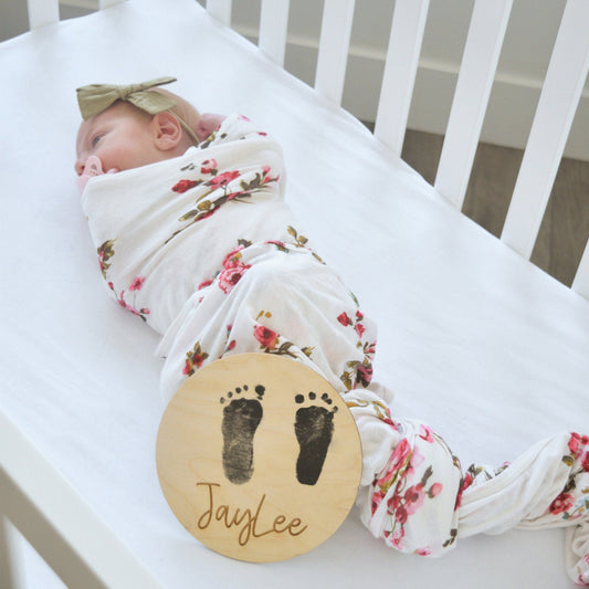 Double Sided Baby Footprint and Birth Announcement Sign
