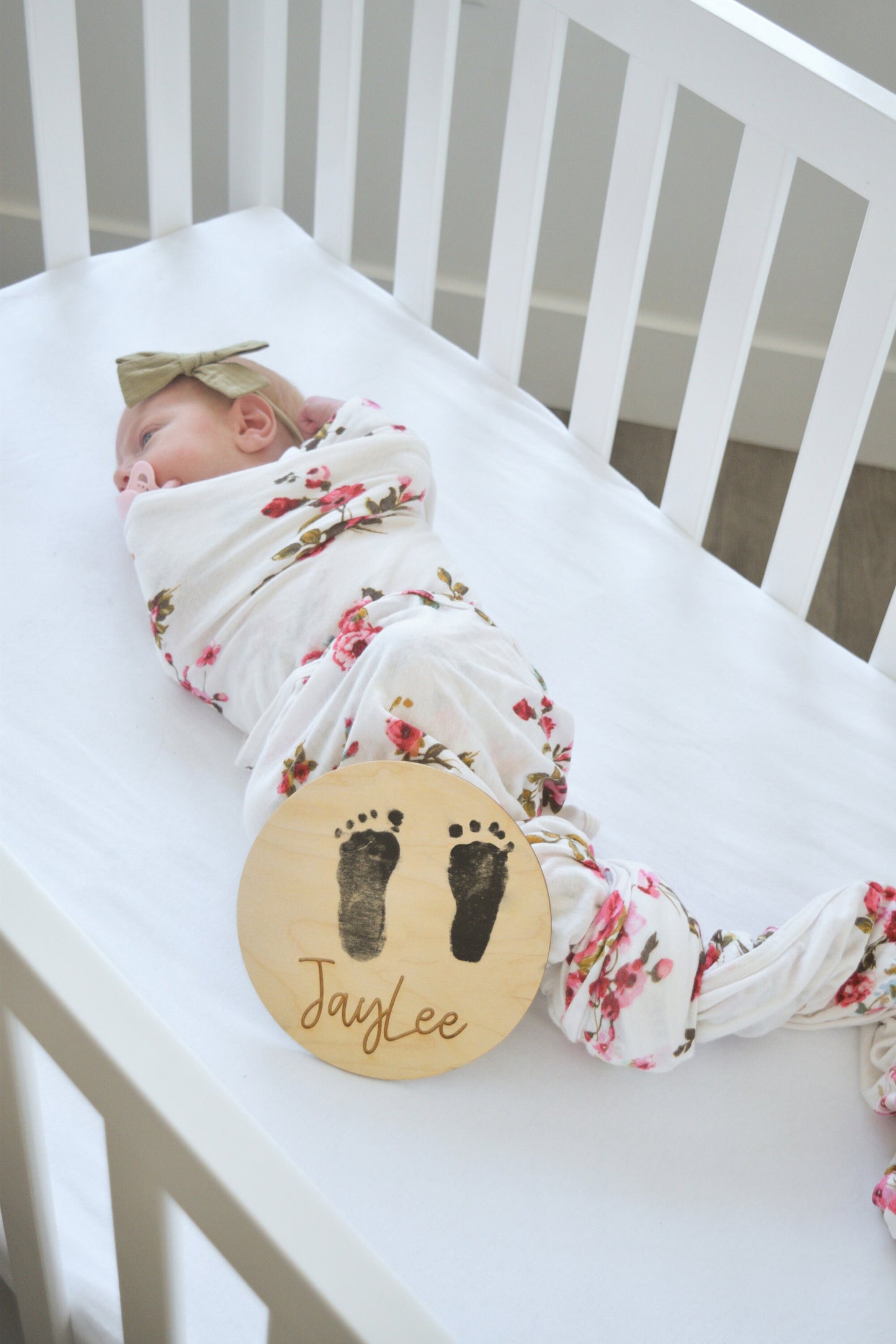 Double Sided Baby Footprint and Birth Announcement Sign