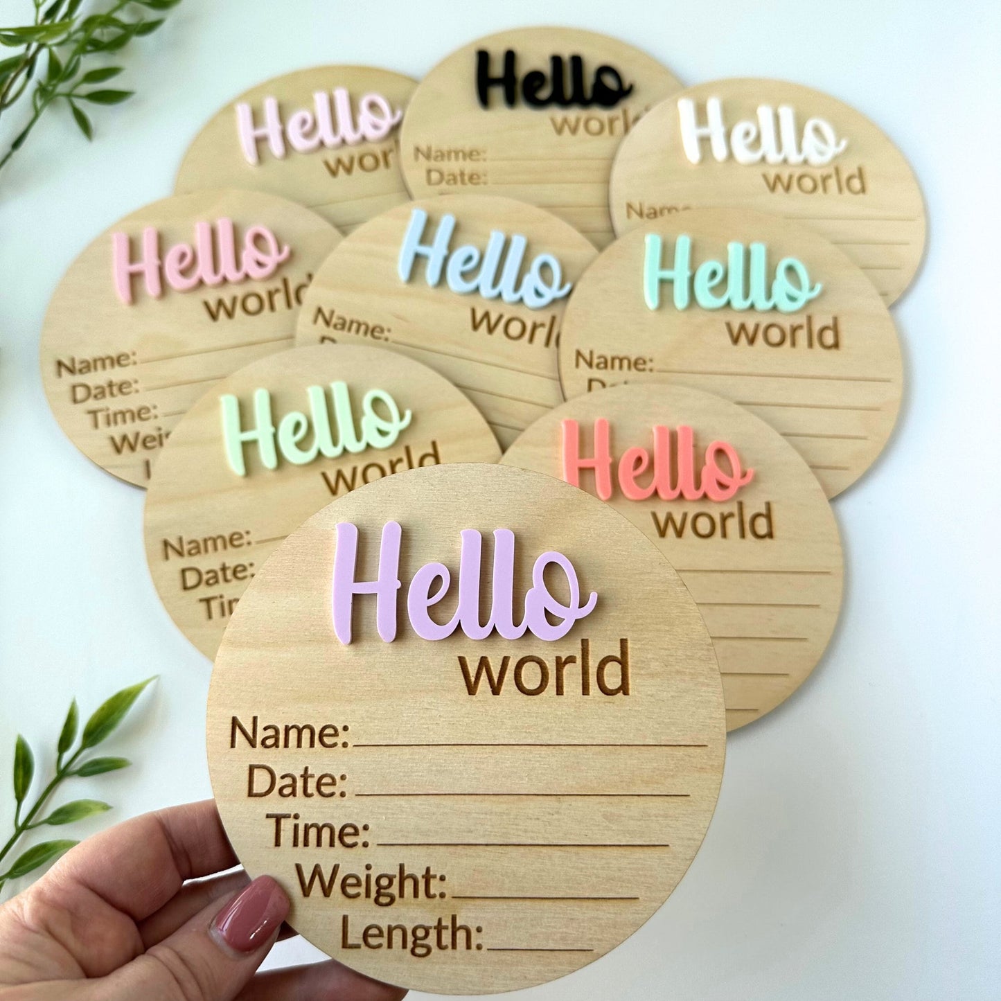 Hello World Birth Announcement, Baby Birth Stats Sign, Newborn Photo Prop