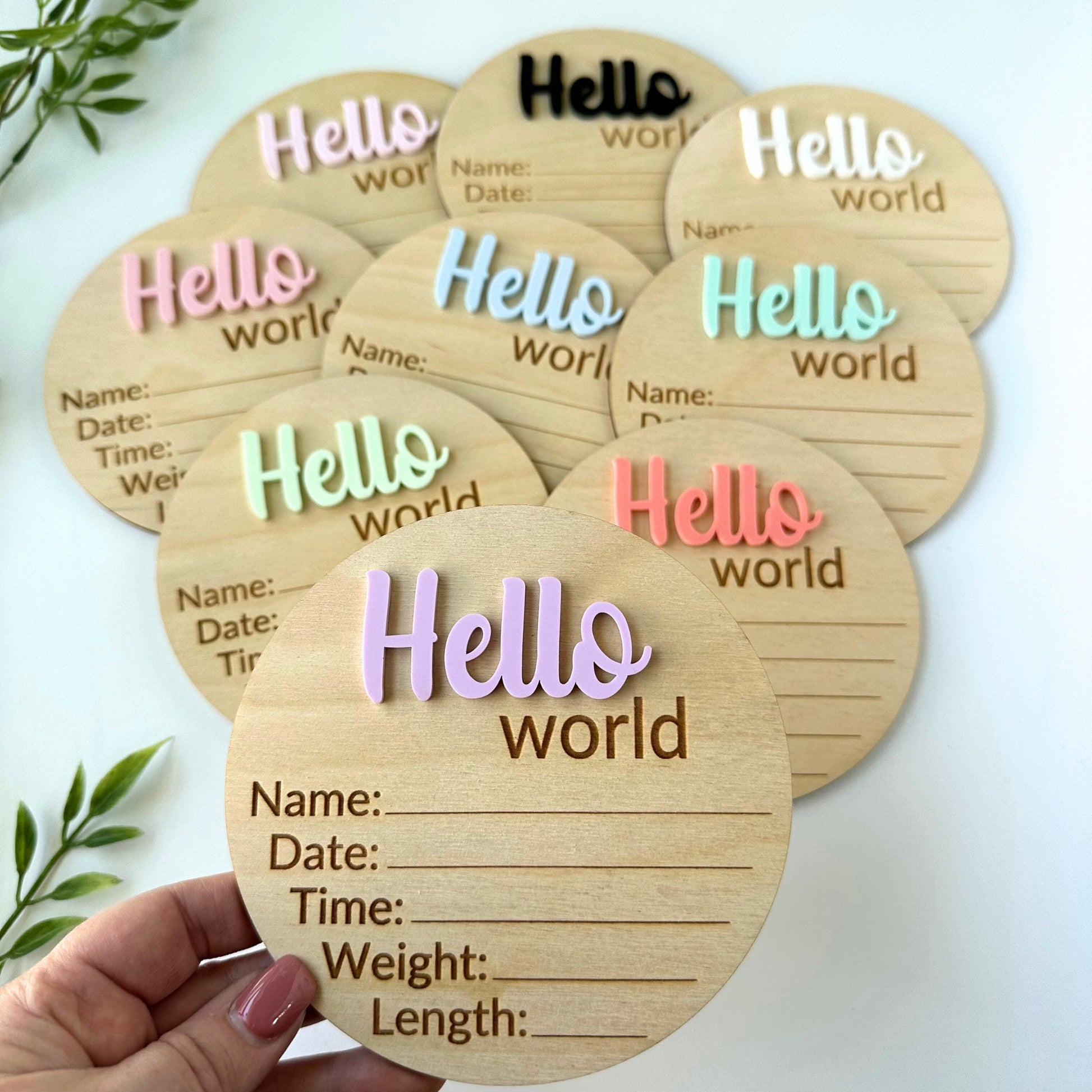 Hello World Birth Announcement, Baby Birth Stats Sign, Newborn Photo Prop
