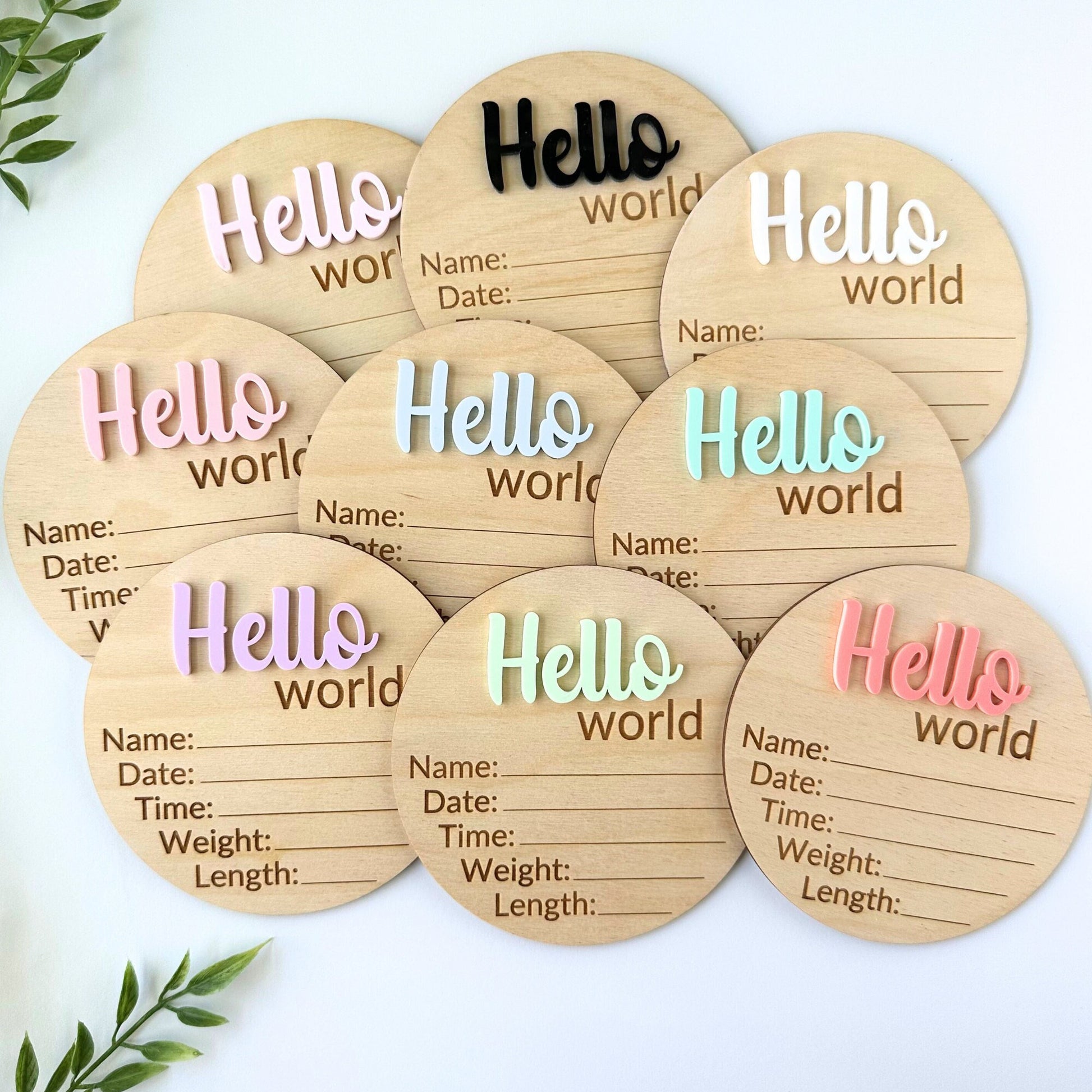Hello World Birth Announcement, Baby Birth Stats Sign, Newborn Photo Prop