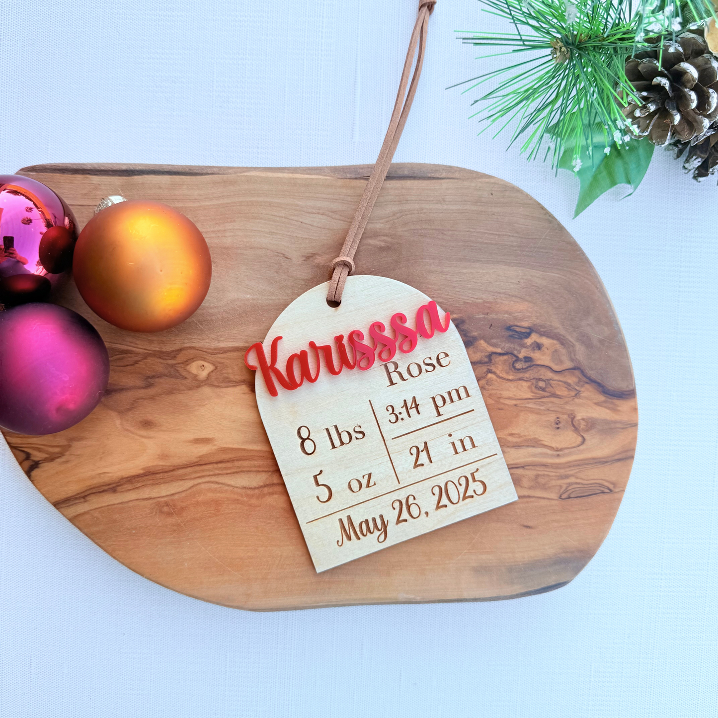 Personalized Baby Birth Stats Christmas Tree Ornament