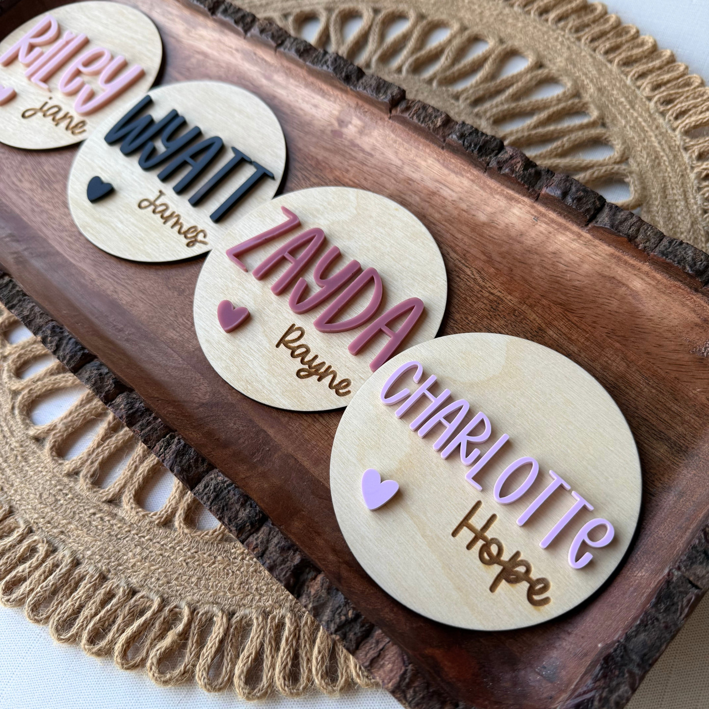 Personalized Baby Birth Announcement & Name Sign with Heart Detail