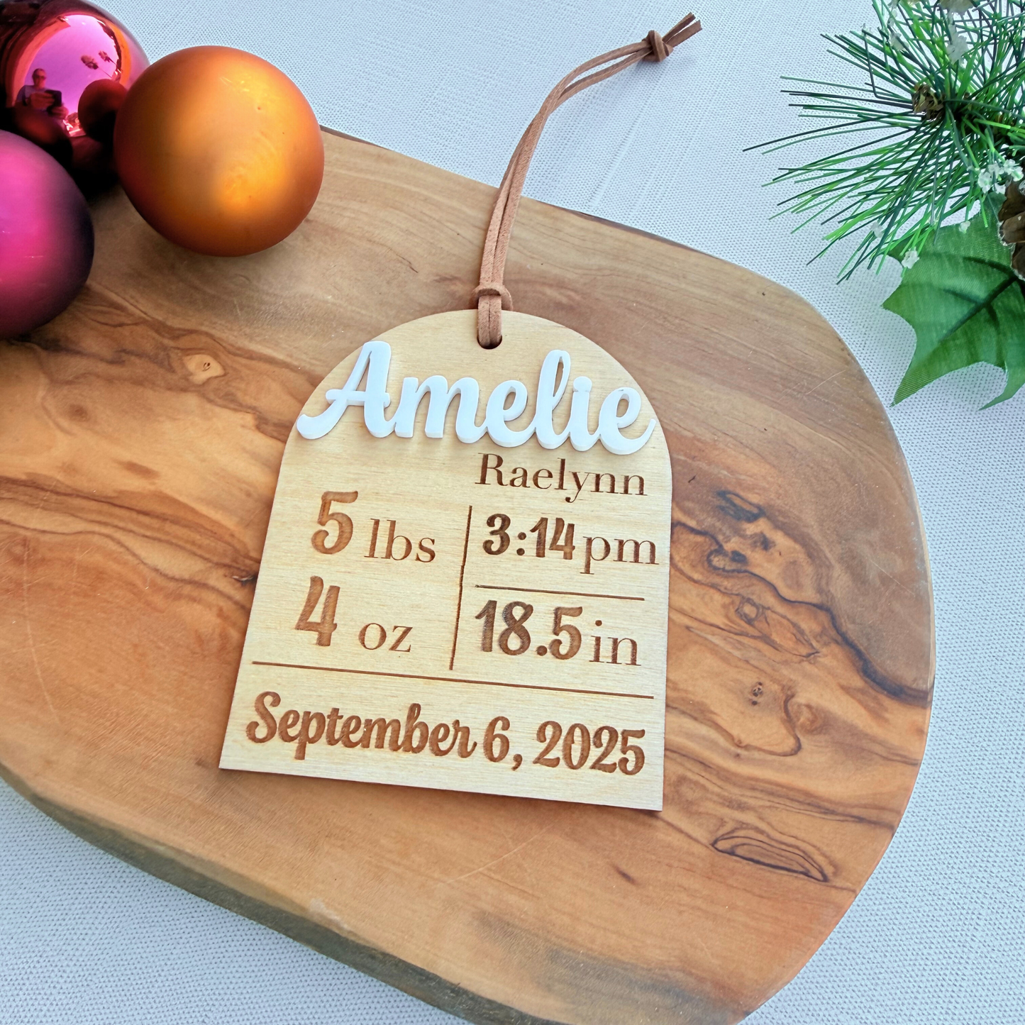 Personalized Baby Birth Stats Christmas Tree Ornament