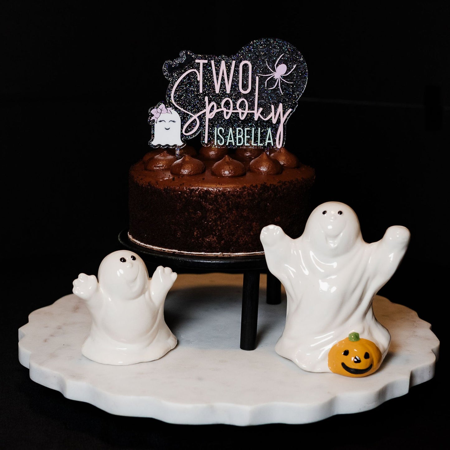 Two Spooky Cake Topper, Halloween Theme Birthday Cake Topper