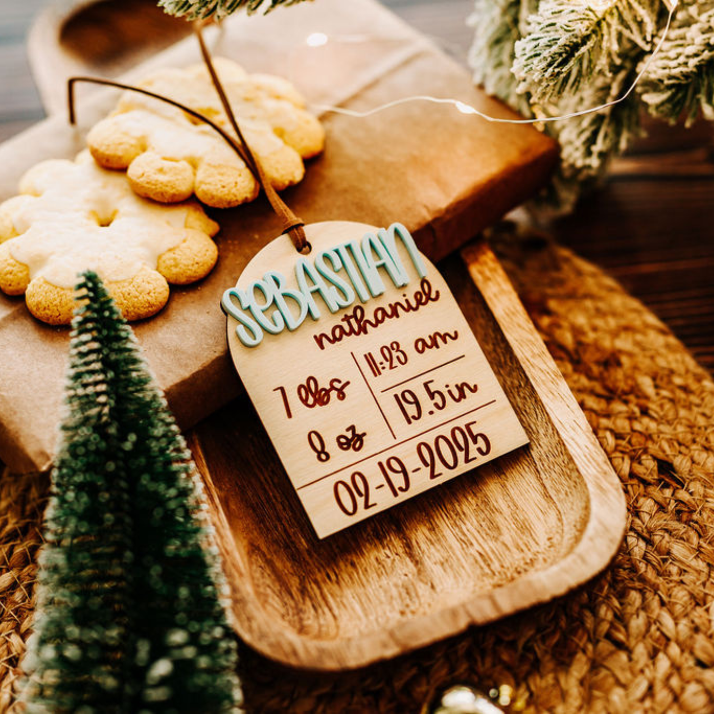 Personalized Baby Birth Stats Christmas Tree Ornament
