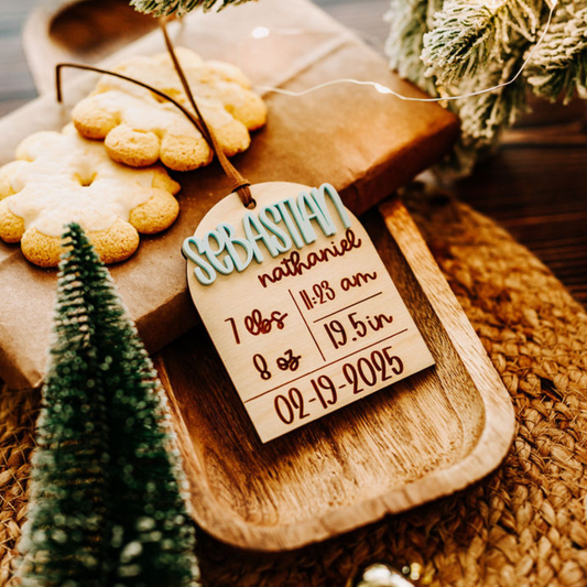 Personalized Baby Birth Stats Christmas Tree Ornament