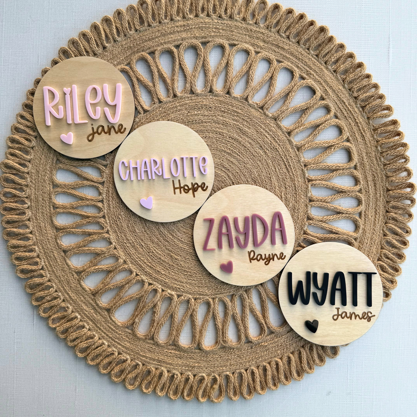 Personalized Baby Birth Announcement & Name Sign with Heart Detail