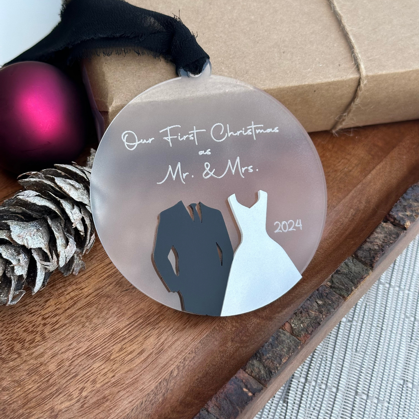 First Christmas Married Ornament, Newlywed Ornament, Wedding Keepsake