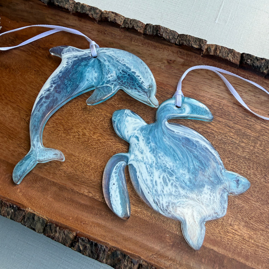Resin Coastal Ornaments- Dolphin, Sea Turtle, Florida