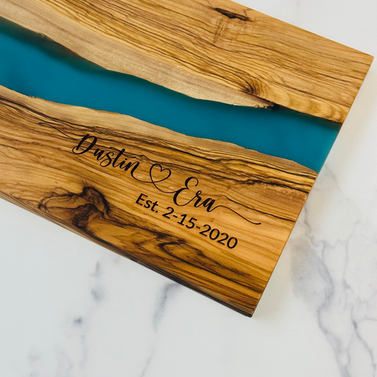 Resin and Olive Wood Personalized Cutting Board