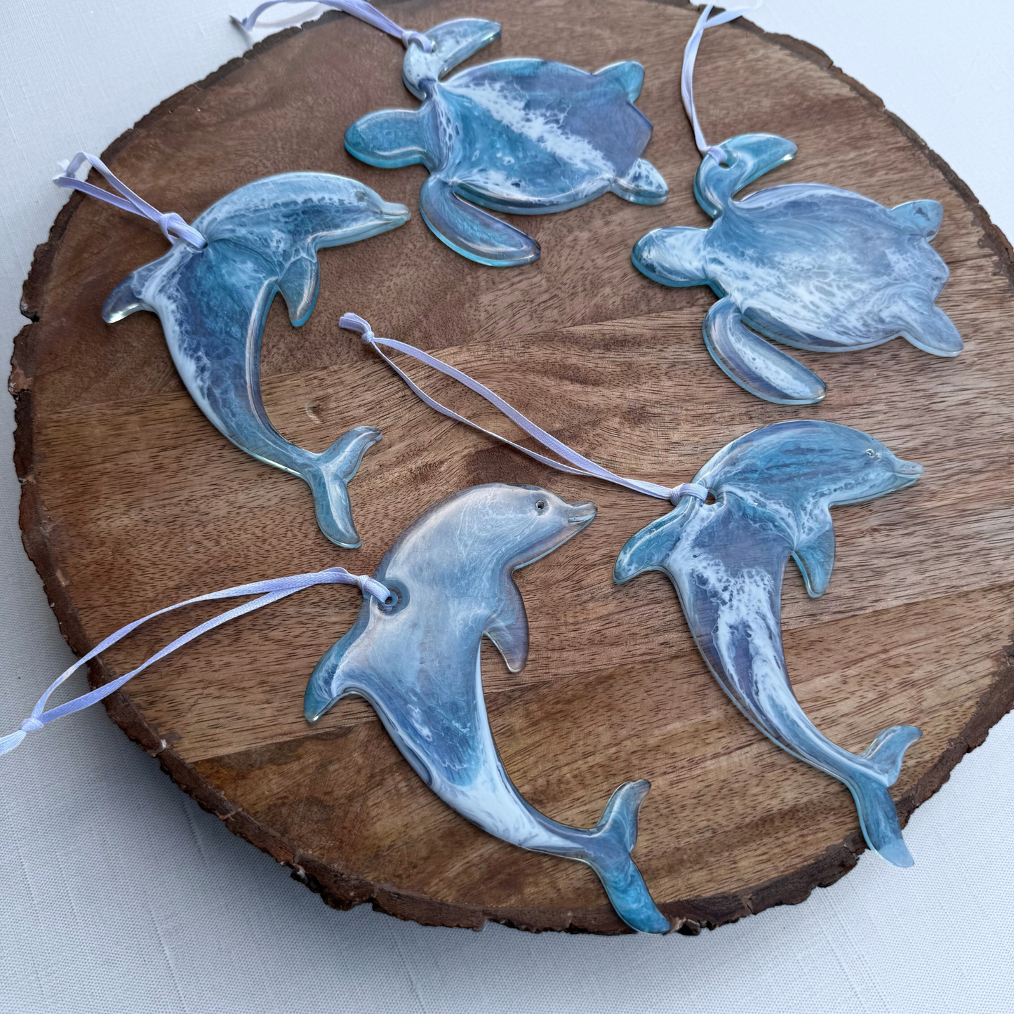 Resin Coastal Ornaments- Dolphin, Sea Turtle, Florida
