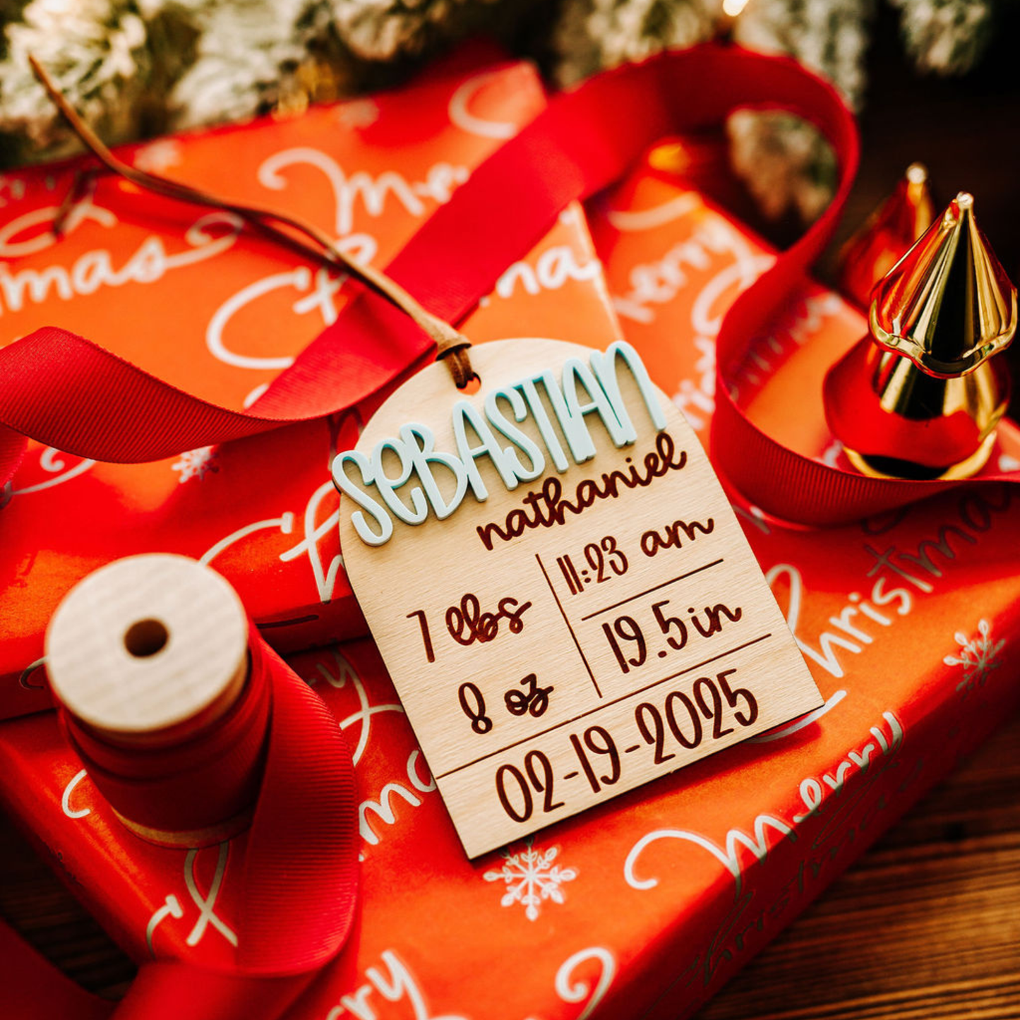 Personalized Baby Birth Stats Christmas Tree Ornament