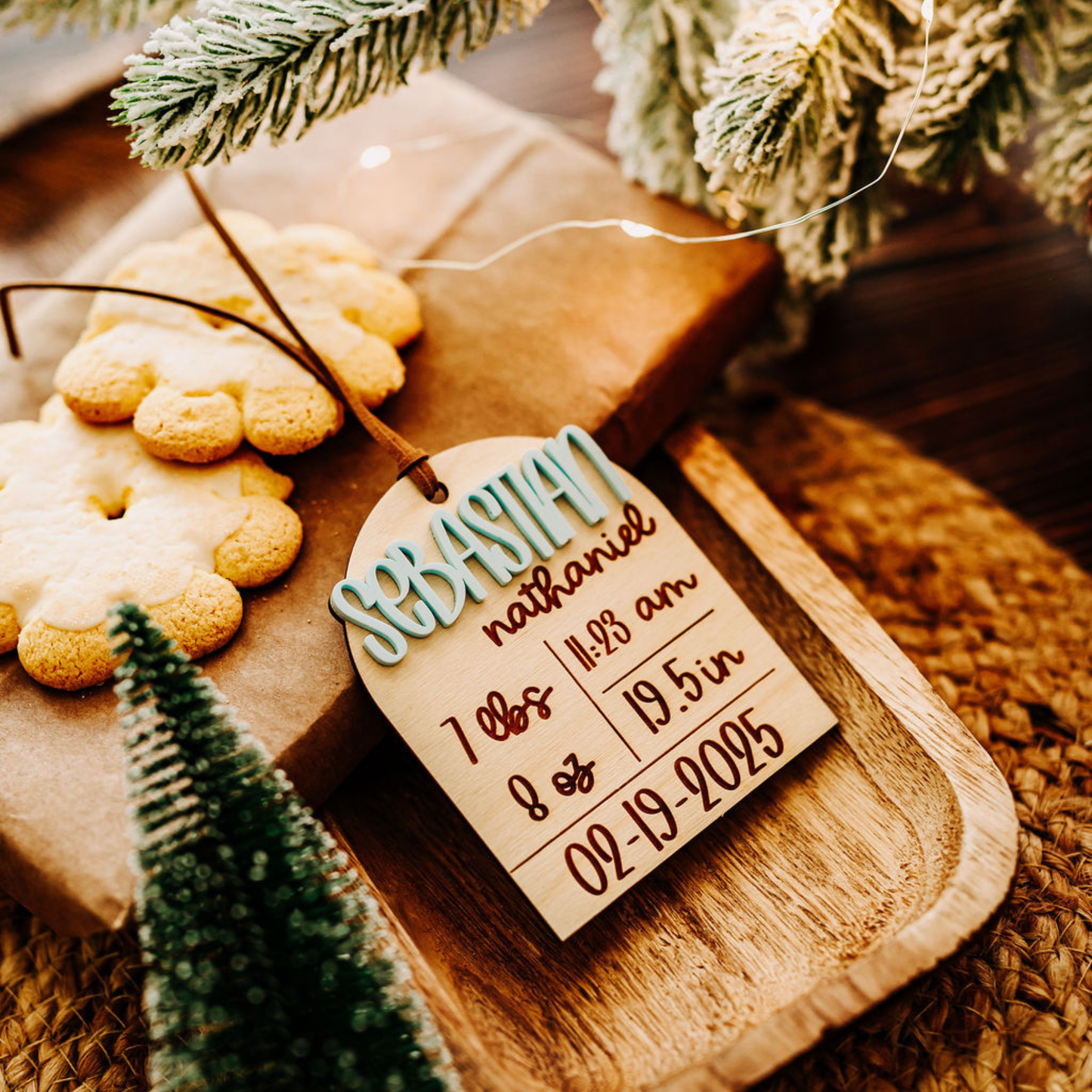 Personalized Baby Birth Stats Christmas Tree Ornament