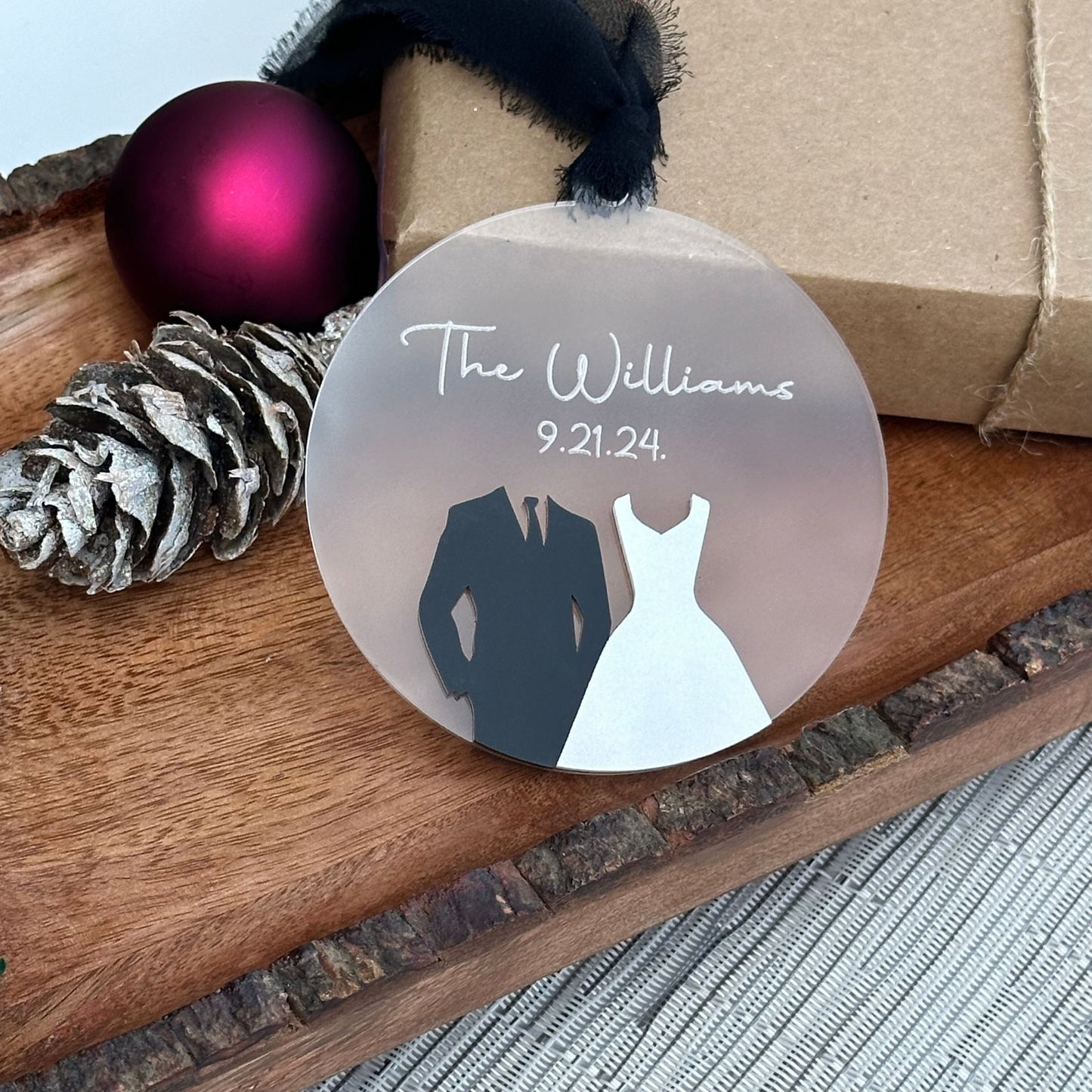 First Christmas Married Ornament, Newlywed Ornament, Wedding Keepsake