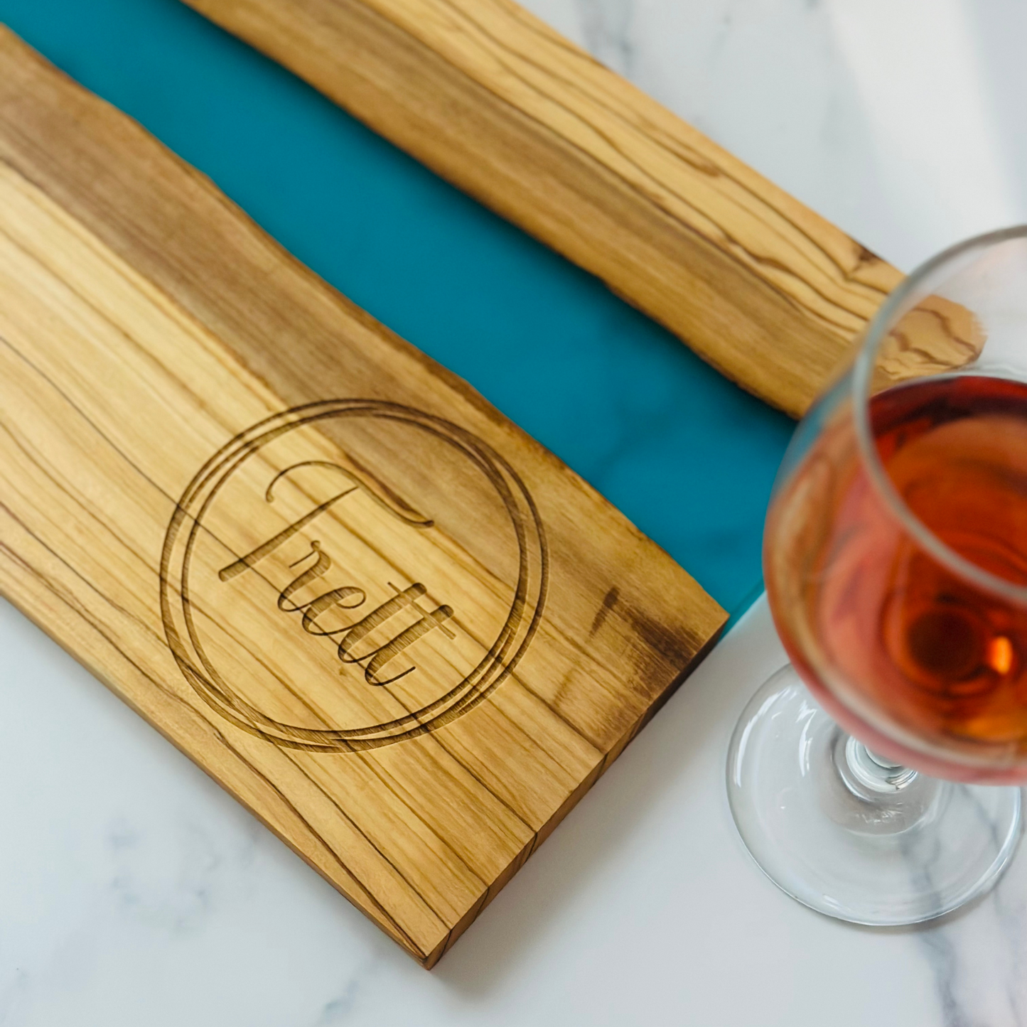Resin and Olive Wood Personalized Cutting Board