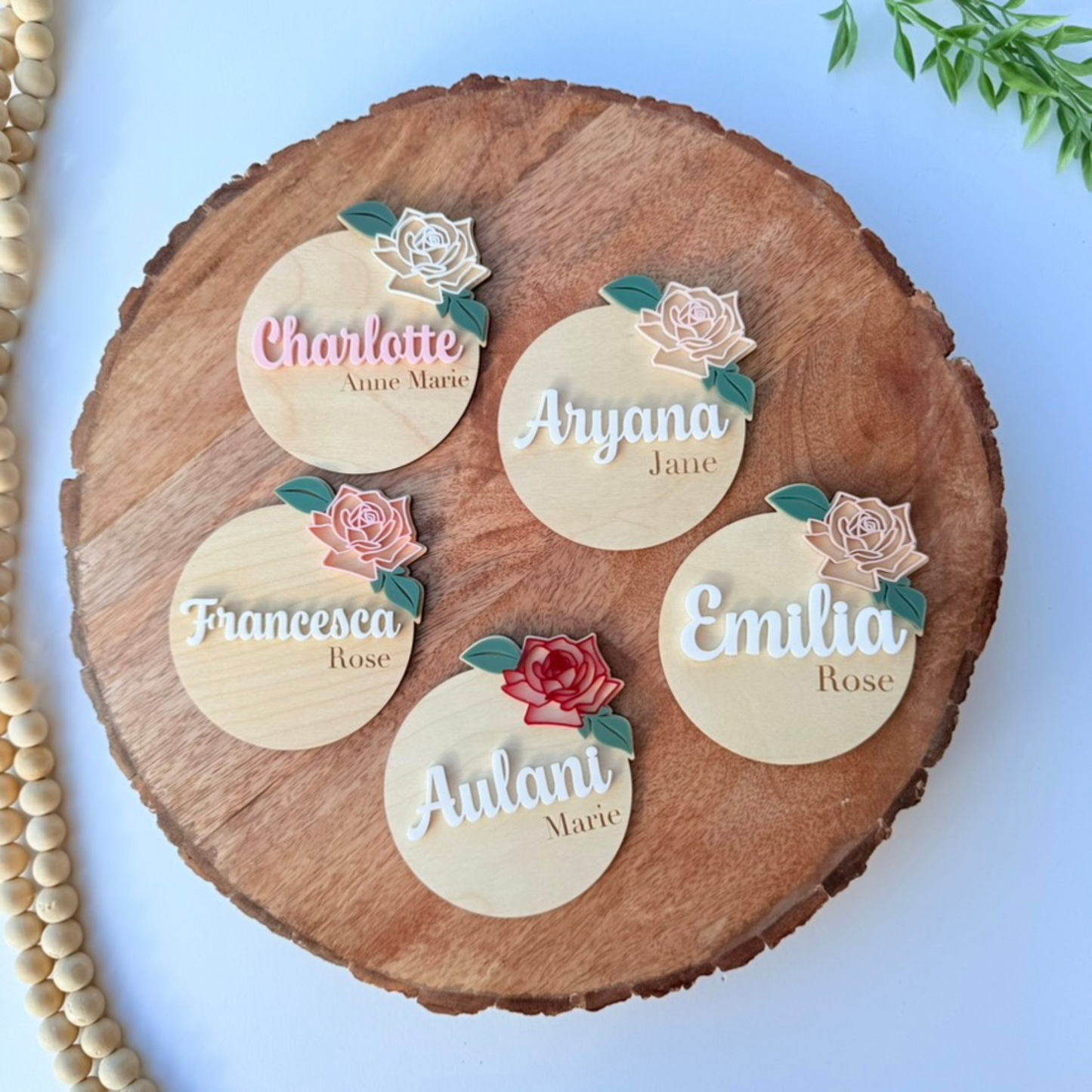 Rose Baby Announcement, Birth Stat and Name Sign for Baby Girl