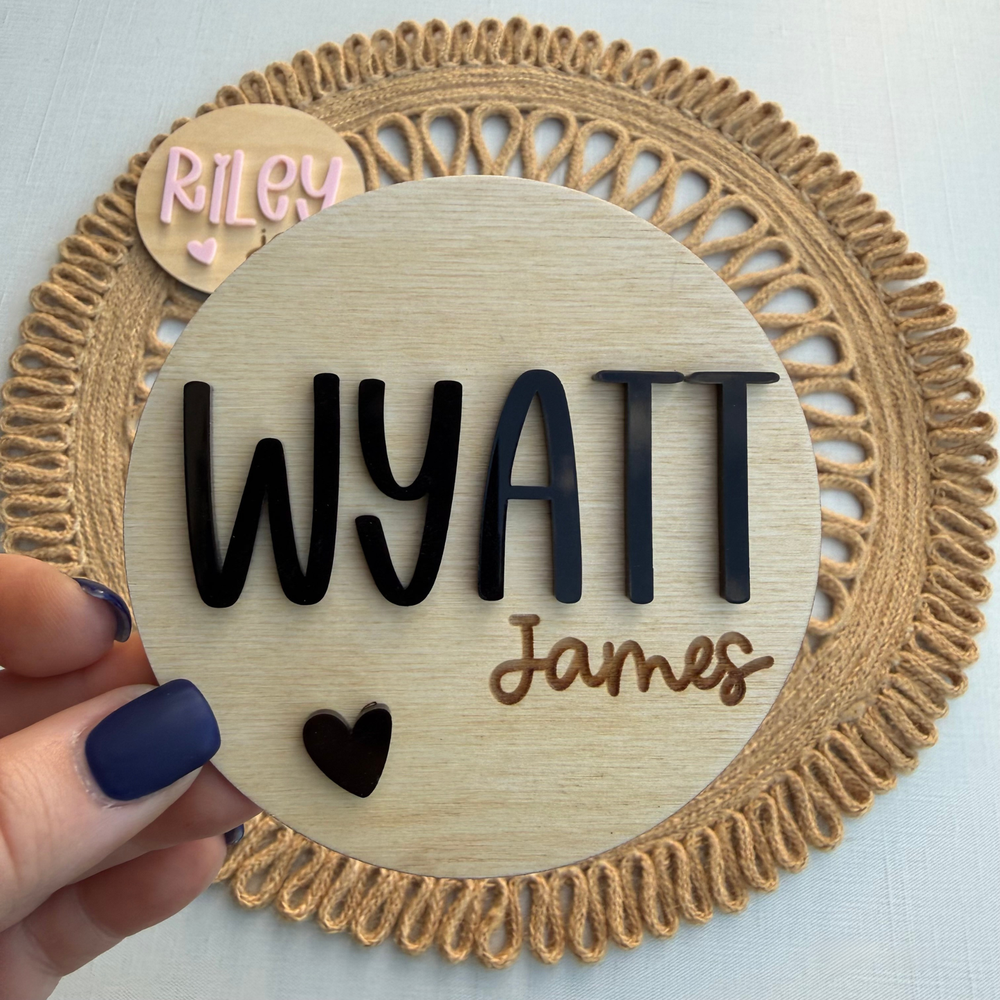 Personalized Baby Birth Announcement & Name Sign with Heart Detail