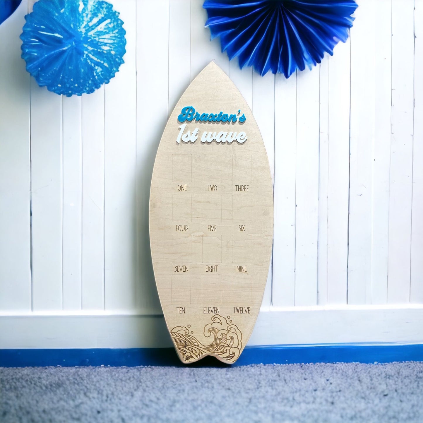 Surfboard Theme First Birthday Photo Board