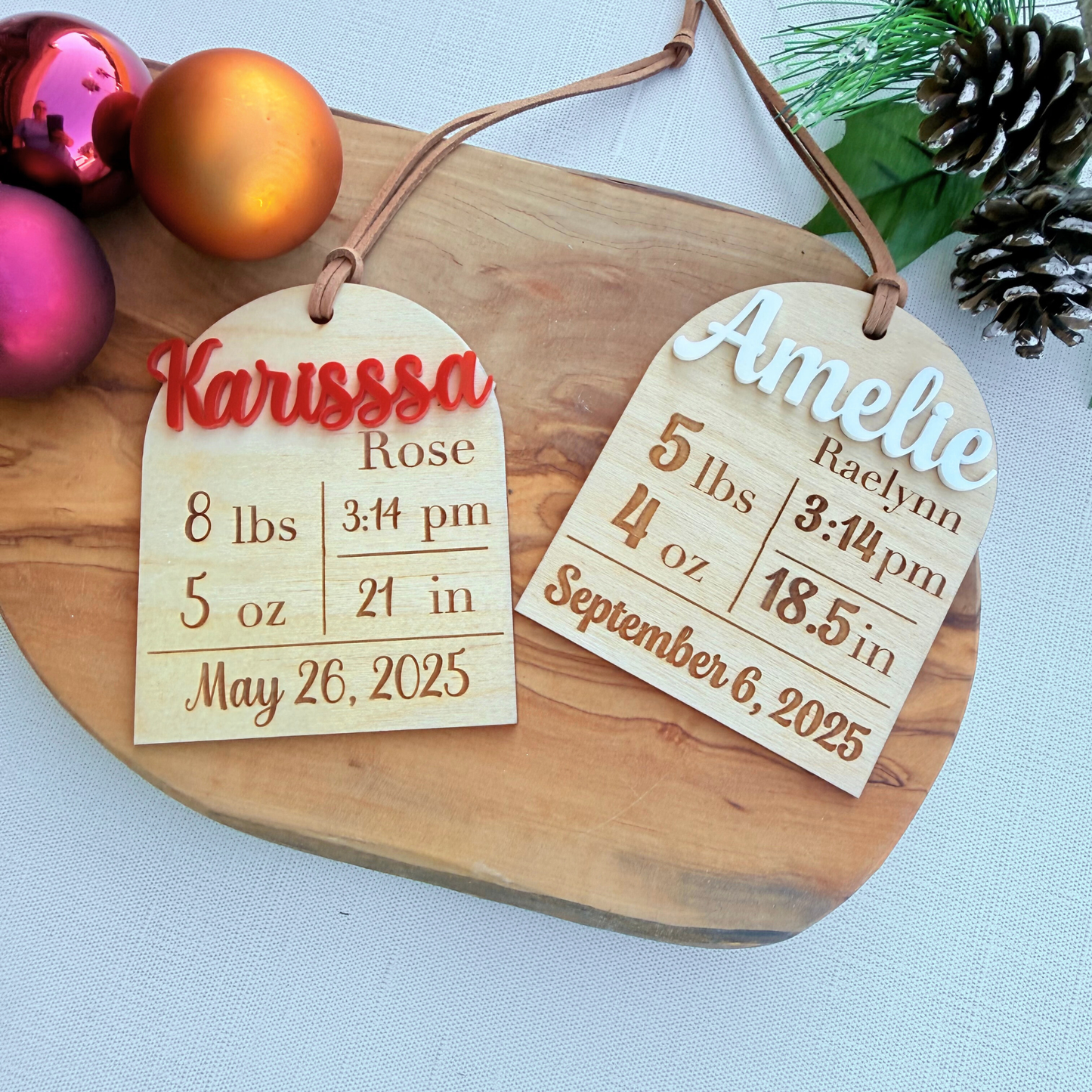 Personalized Baby Birth Stats Christmas Tree Ornament