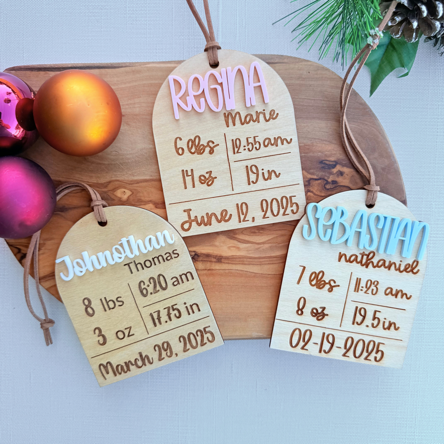 Personalized Baby Birth Stats Christmas Tree Ornament