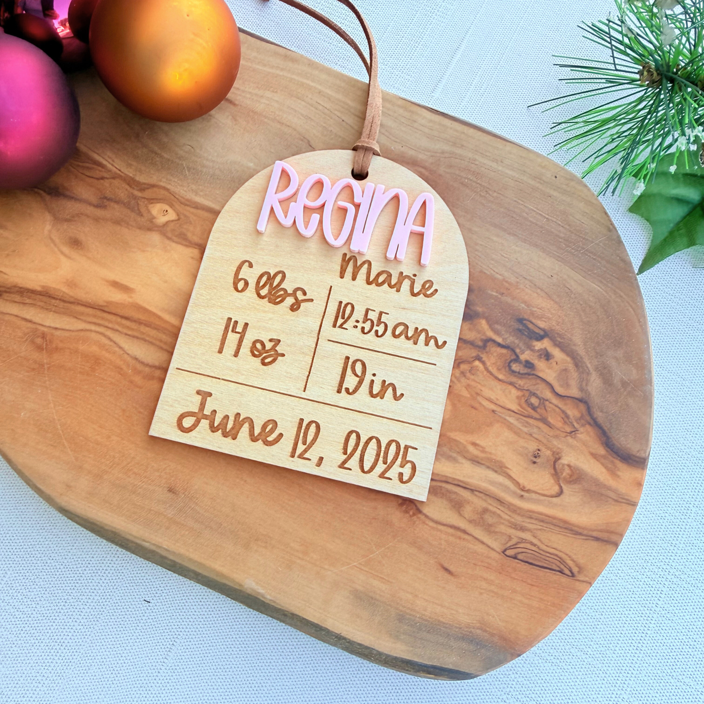Personalized Baby Birth Stats Christmas Tree Ornament