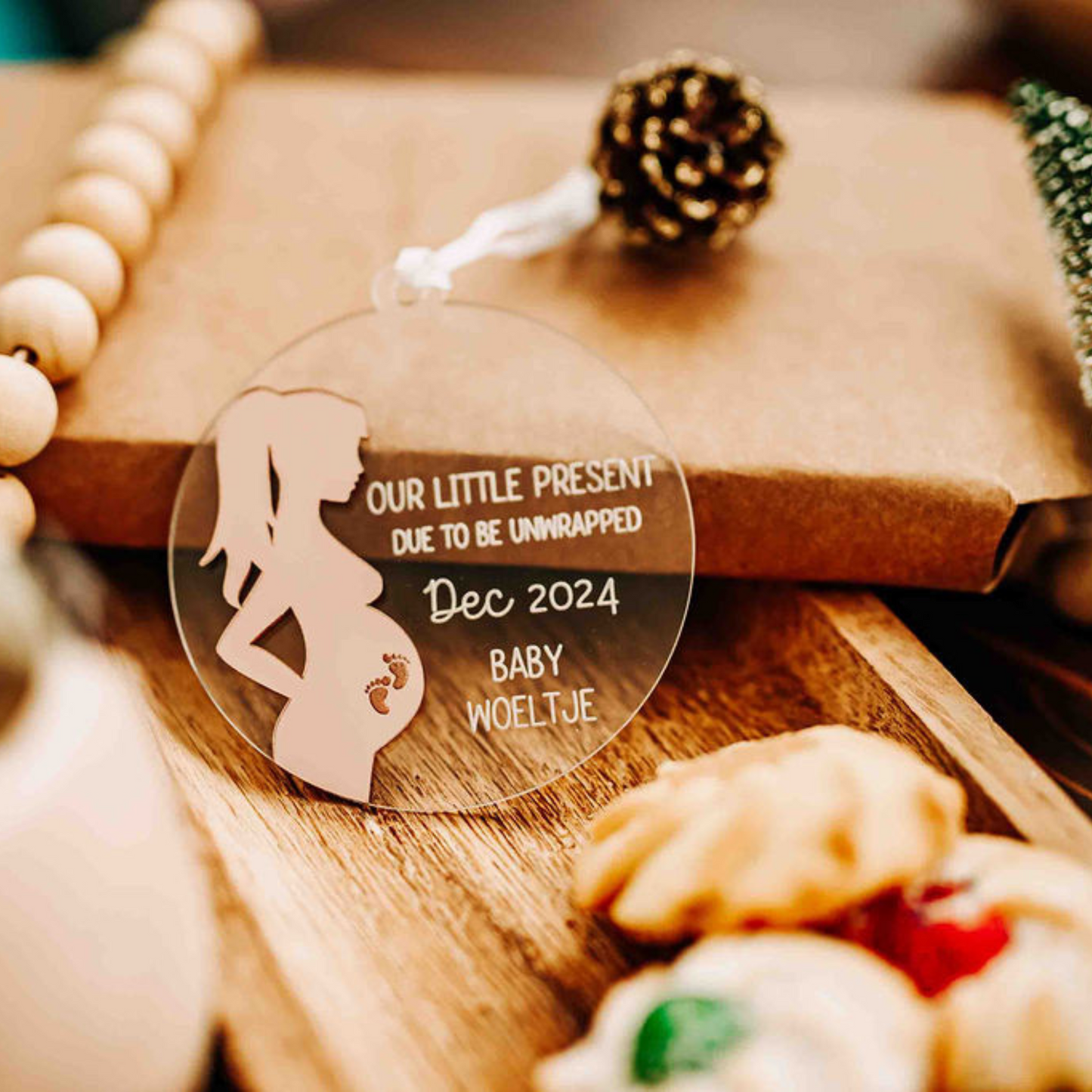 Expecting Ornament, Pregnancy Announcement Ornament, Gift for Expecting Parents