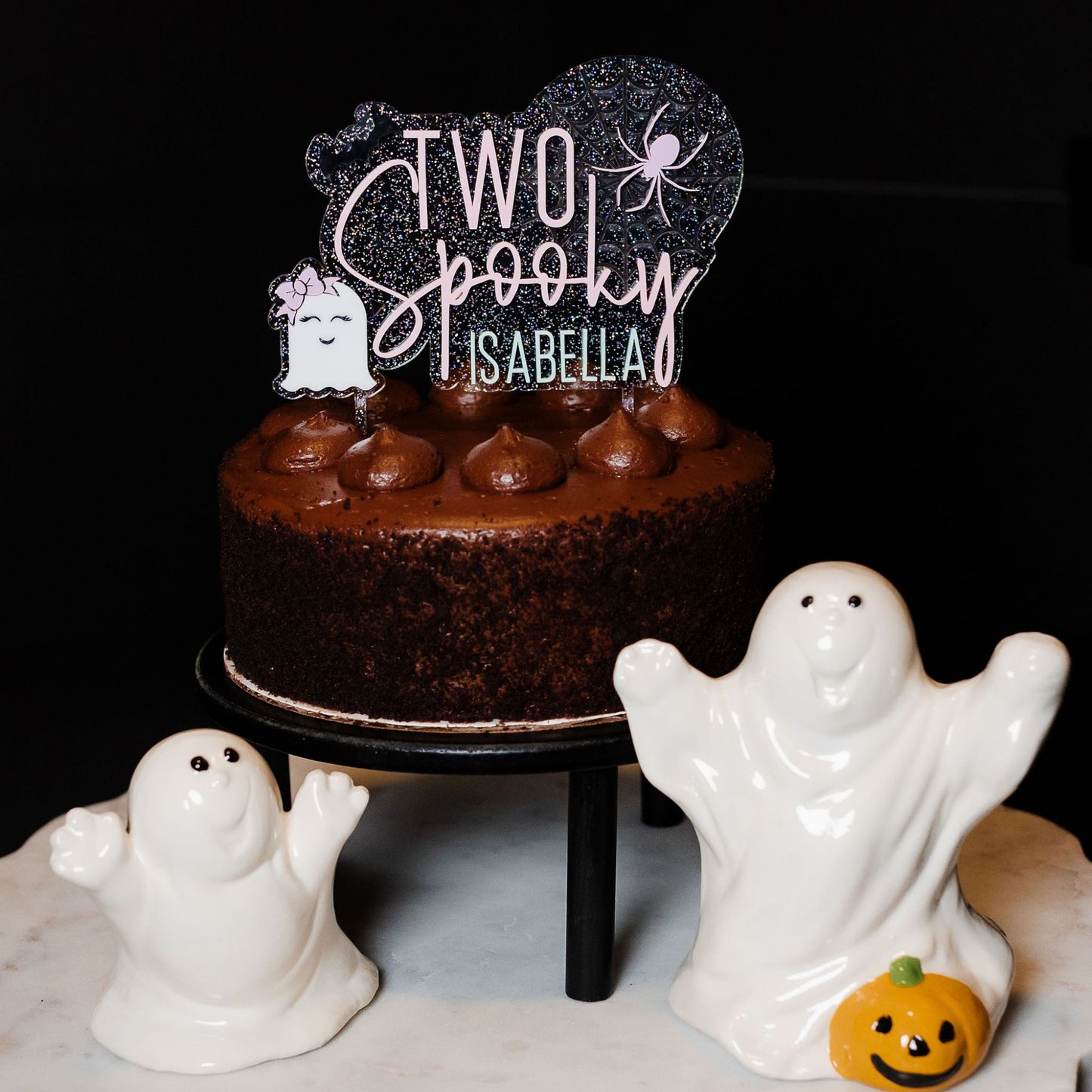 Two Spooky Cake Topper, Halloween Theme Birthday Cake Topper