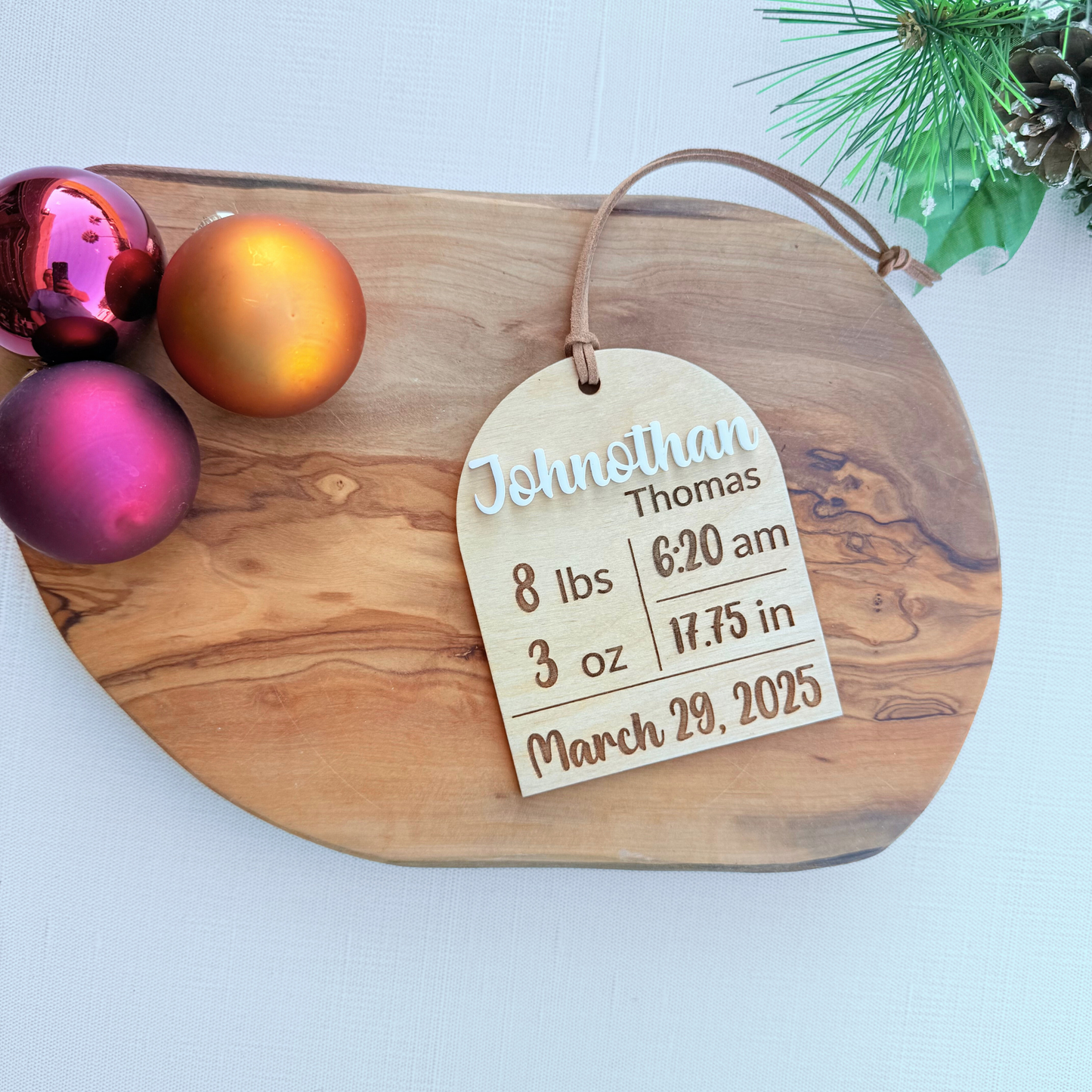 Personalized Baby Birth Stats Christmas Tree Ornament