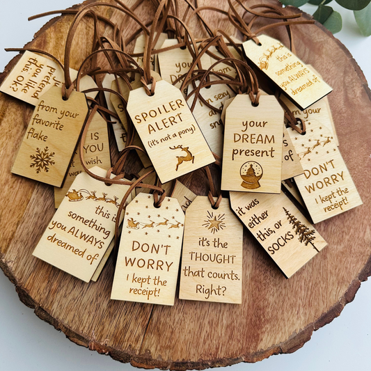 Funny Wooden Gift Tags - 13 Hilarious Reusable Tags for Friends & Family