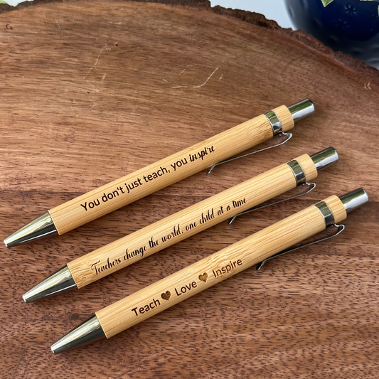 Engraved Bamboo Pen, Teacher Appreciation Gift