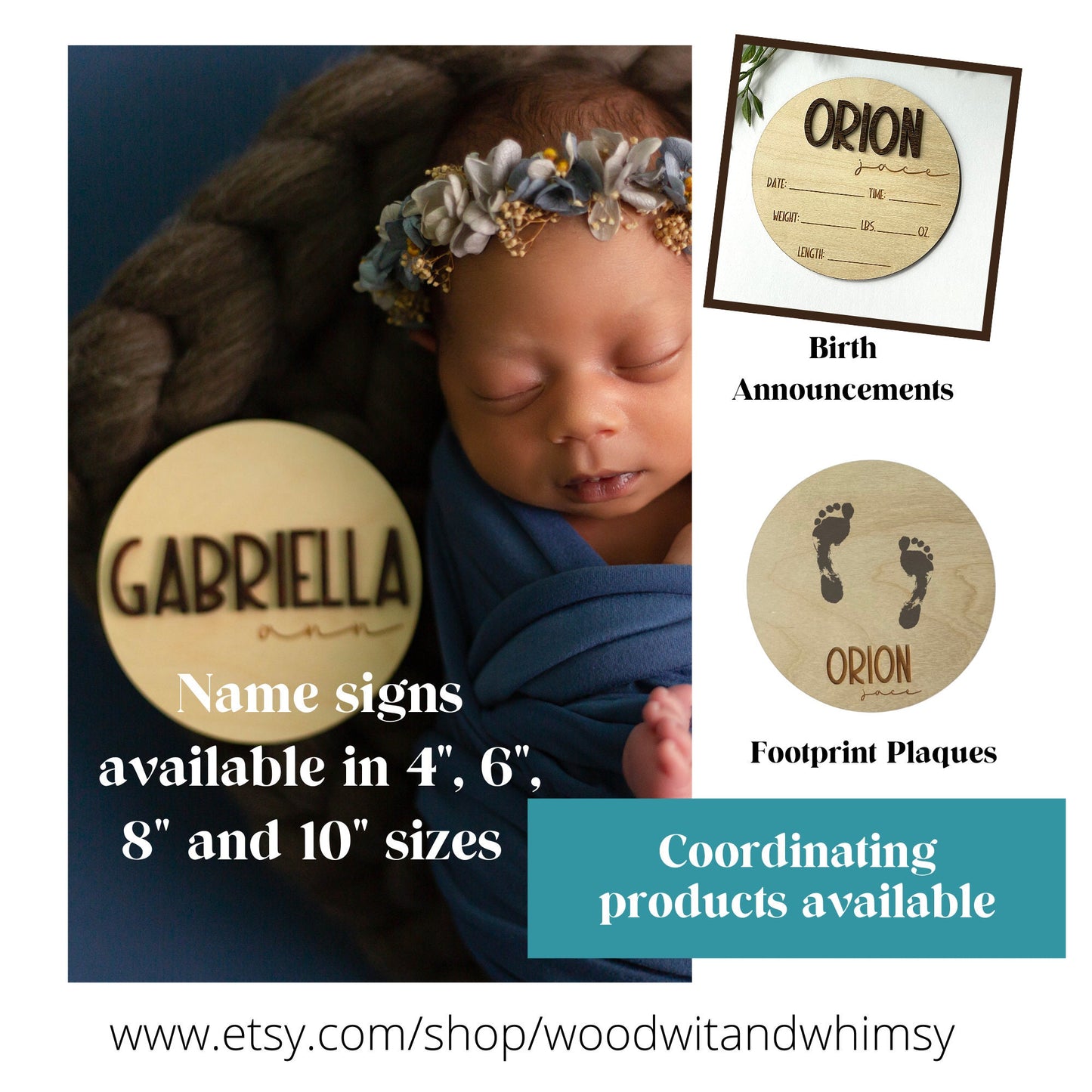 Wooden Birth Announcement Sign, Newborn Photo Prop