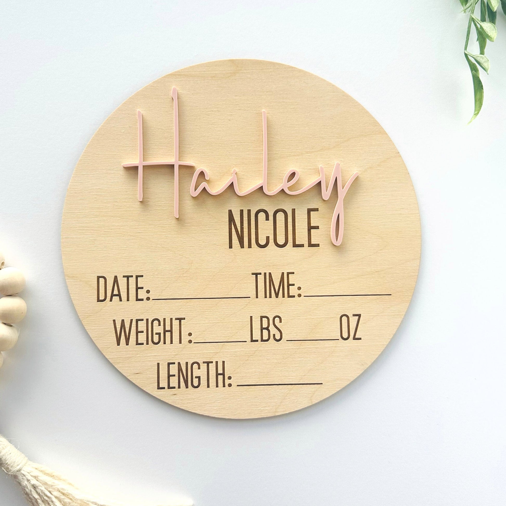 Baby Birth Announcement Sign & Milestone Set: Acrylic Name, Birth Stats