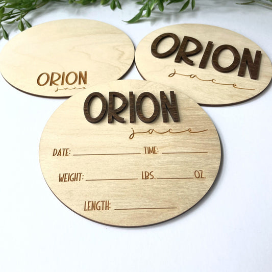 Wooden Birth Announcement Sign, Newborn Photo Prop