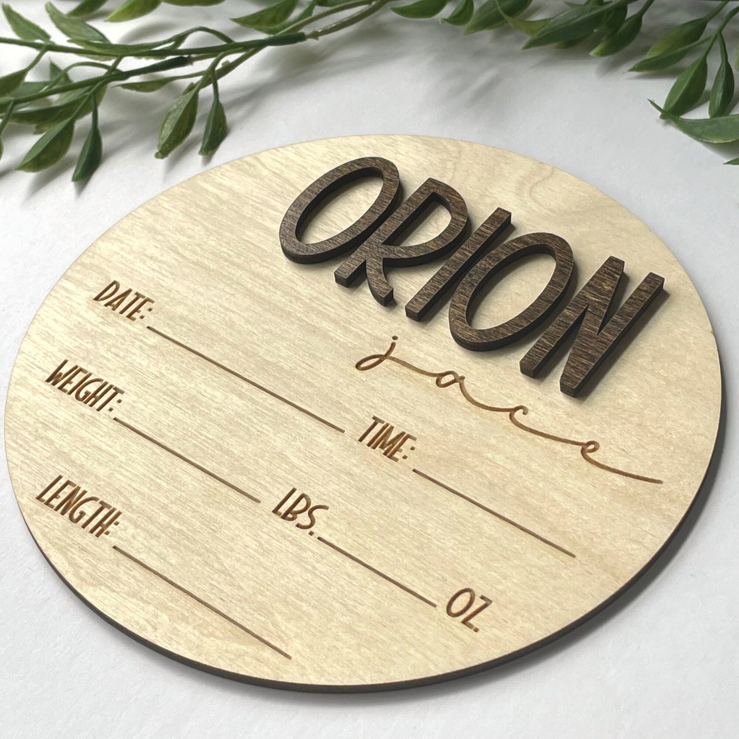Wooden Birth Announcement Sign: Newborn Photo Prop, Birth Stats