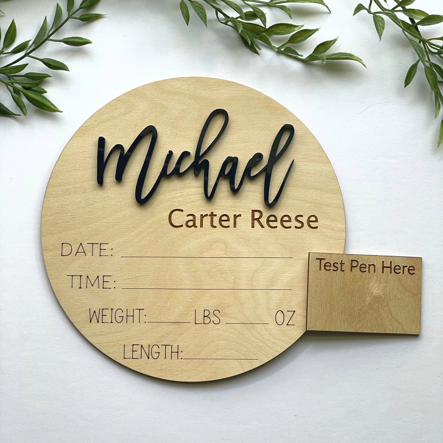 Wooden Birth Announcement Sign: Newborn Photo Prop, Birth Stats