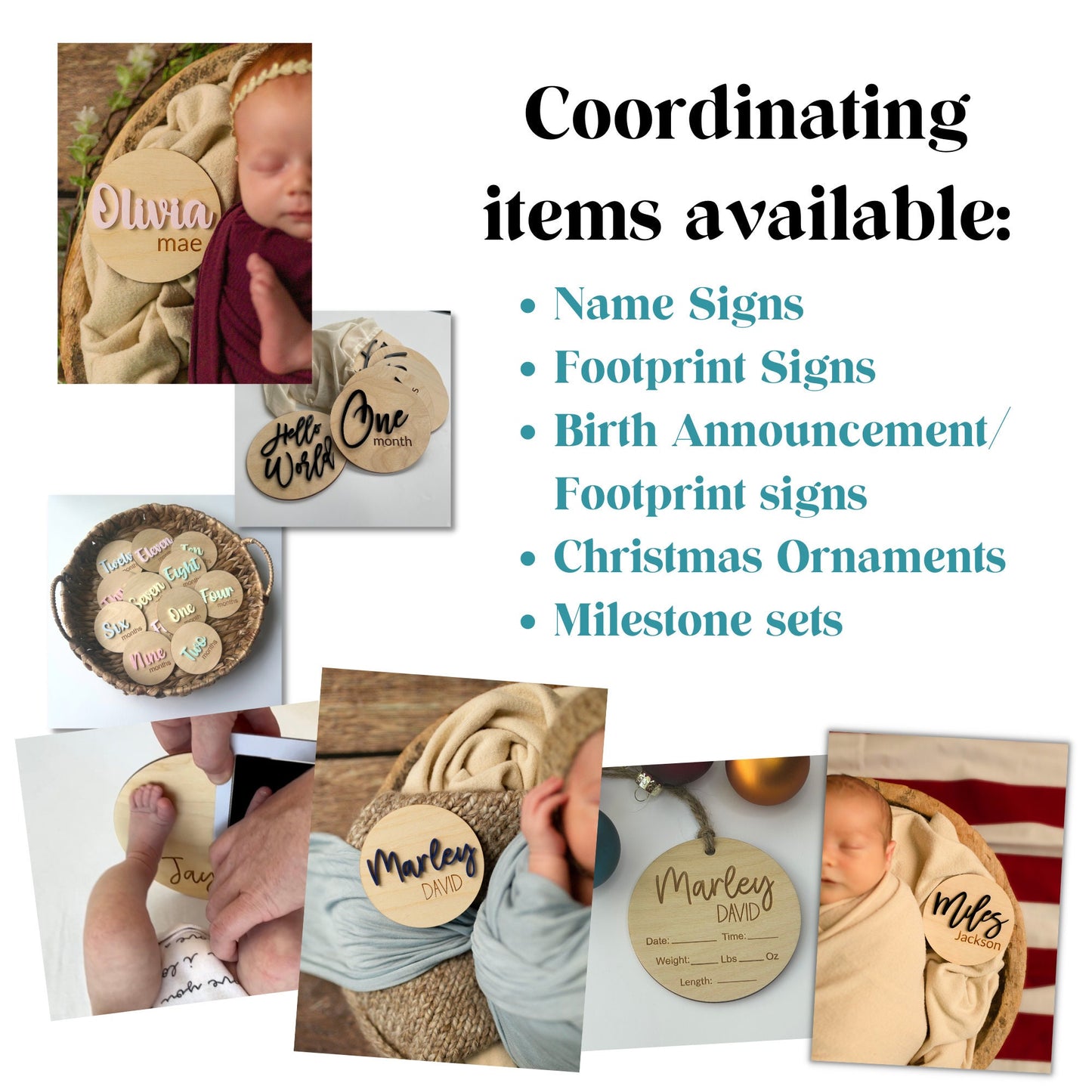 Wooden Birth Announcement Sign: Newborn Photo Prop, Birth Stats