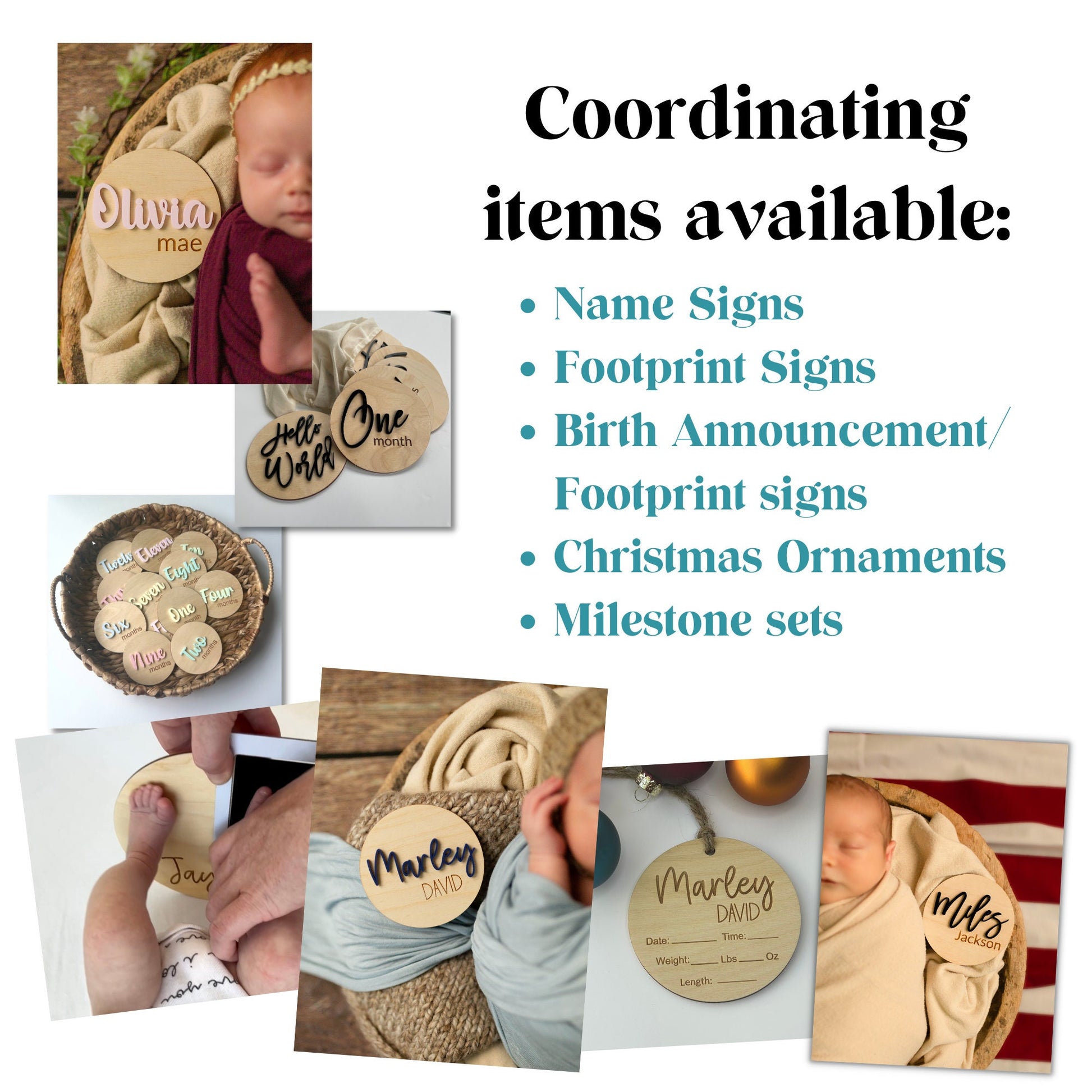 Wooden Birth Announcement Sign: Newborn Photo Prop, Birth Stats