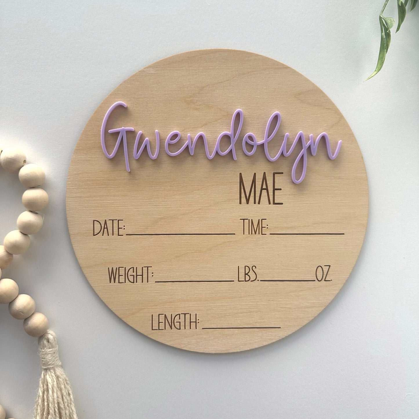 Wooden Birth Announcement Sign: Newborn Photo Prop, Birth Stats