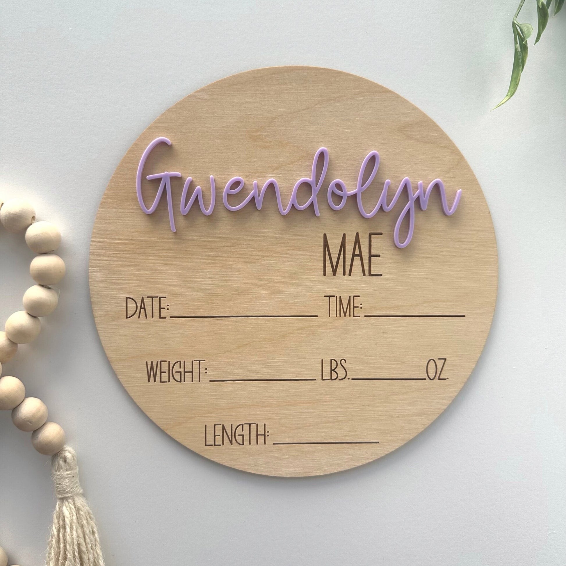 Wooden Birth Announcement Sign: Newborn Photo Prop, Birth Stats