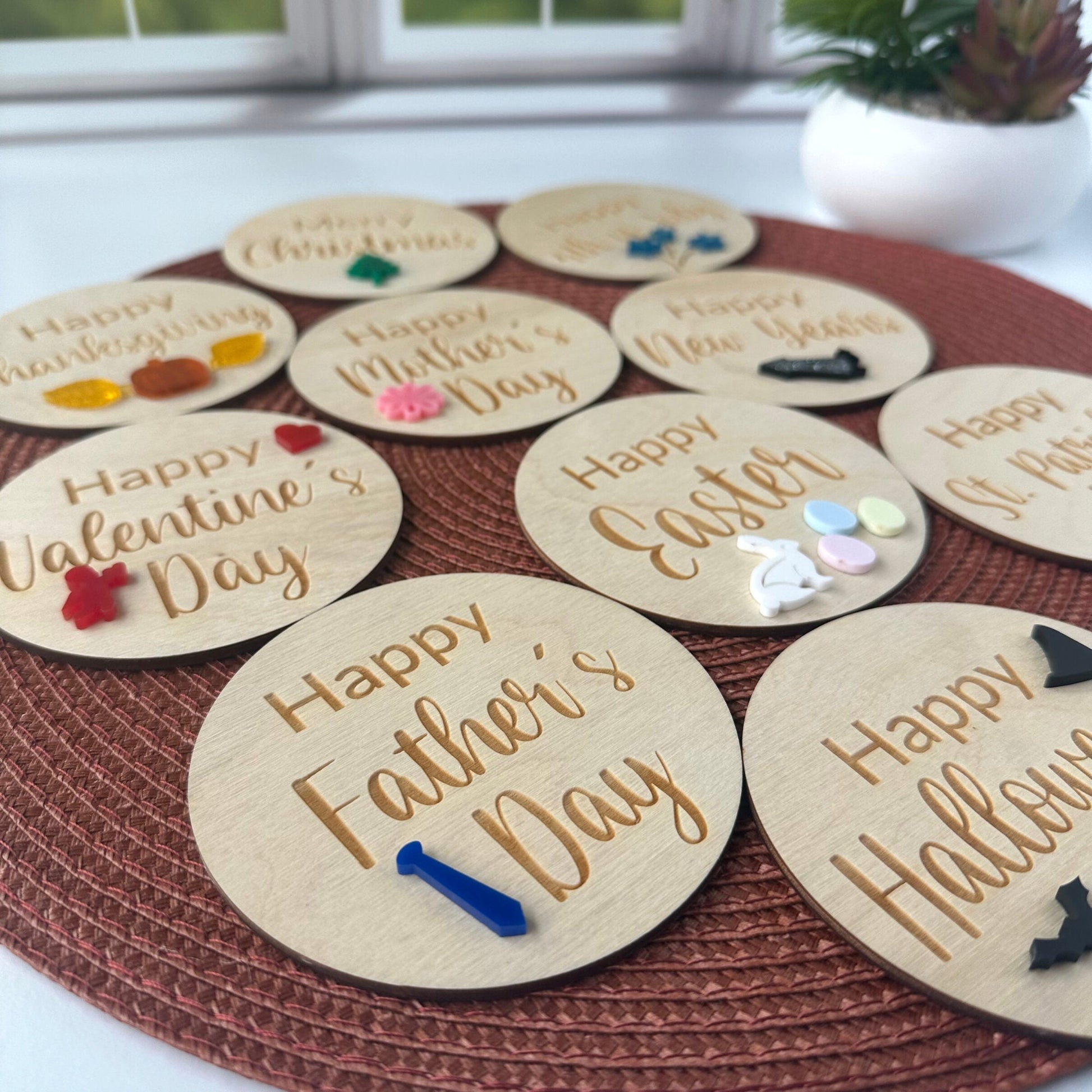 Wood Holiday Milestone Cards: Baby Photo Props, Expecting Mom Gift