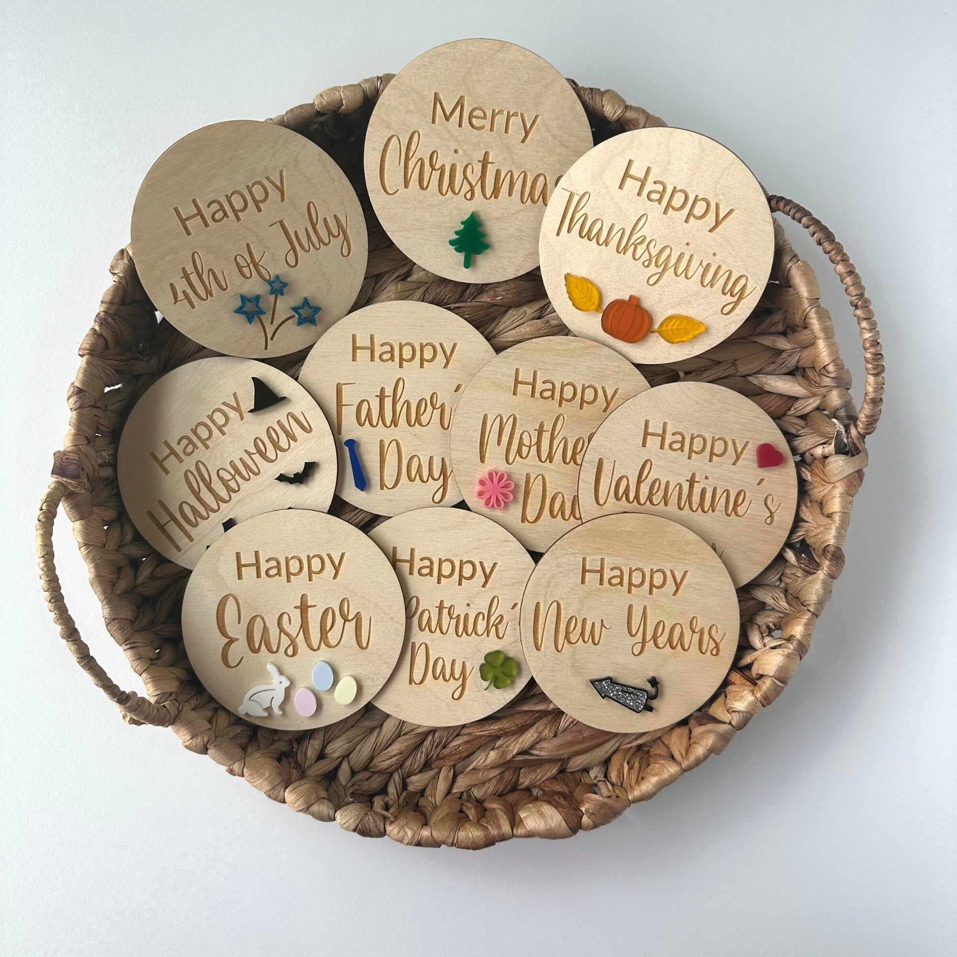 Wood Holiday Milestone Cards: Baby Photo Props, Expecting Mom Gift