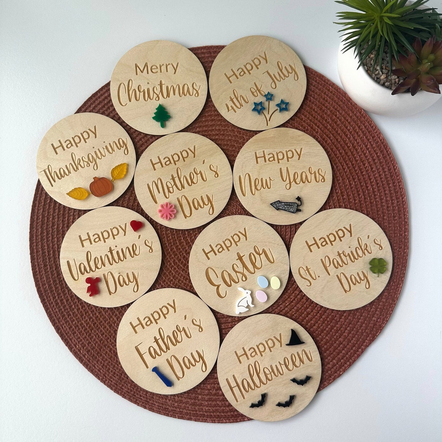 Wood Holiday Milestone Cards: Baby Photo Props, Expecting Mom Gift