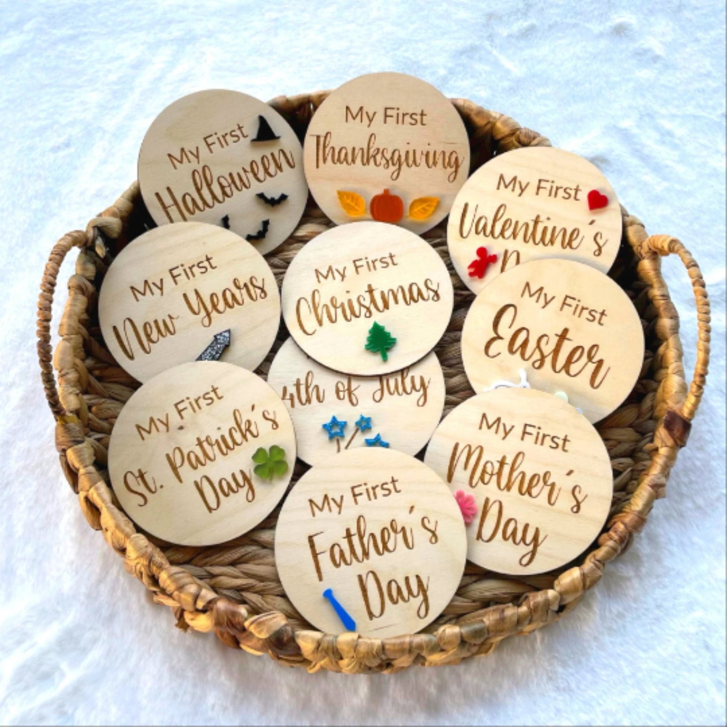 Wood Holiday Milestone Cards: Baby Photo Props, Expecting Mom Gift