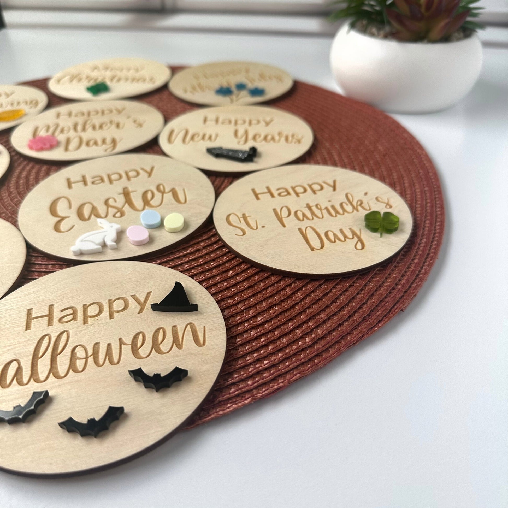 Wood Holiday Milestone Cards: Baby Photo Props, Expecting Mom Gift