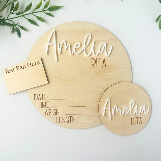 3D Baby Footprint Sign: Personalized Birth Stats Keepsake