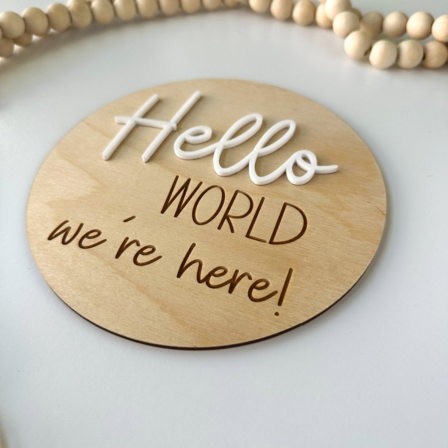 Twin Baby Hello World Sign: Acrylic Newborn Photo Prop